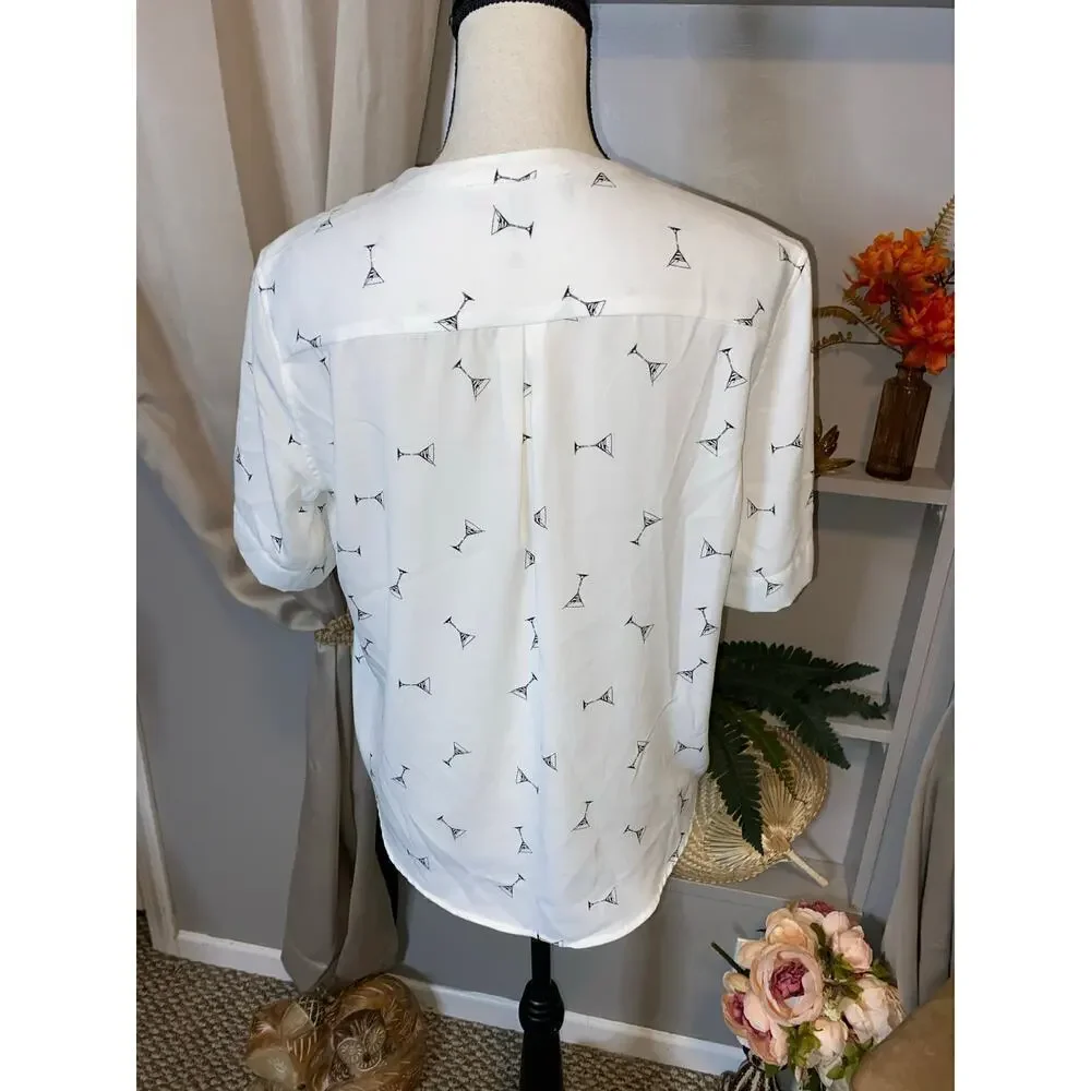 Stunning Jasmine & Juliana size Small GUC White Button Down White Cocktail Top